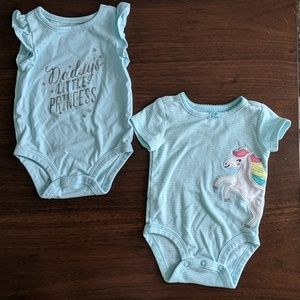Carter's Blue Short Sleeve Bodysuits Girl size 3m